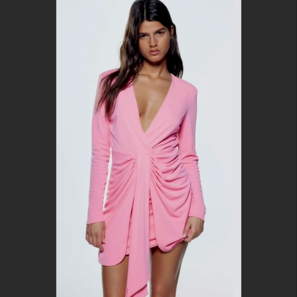Zara pink draped dress ❗️See note - Picture 3 of 10